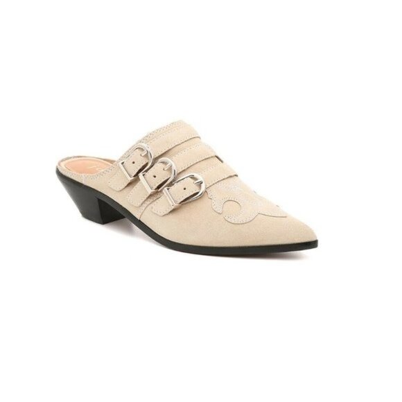 JOIE Beige Cabery Mules Western Applique - Picture 1 of 6
